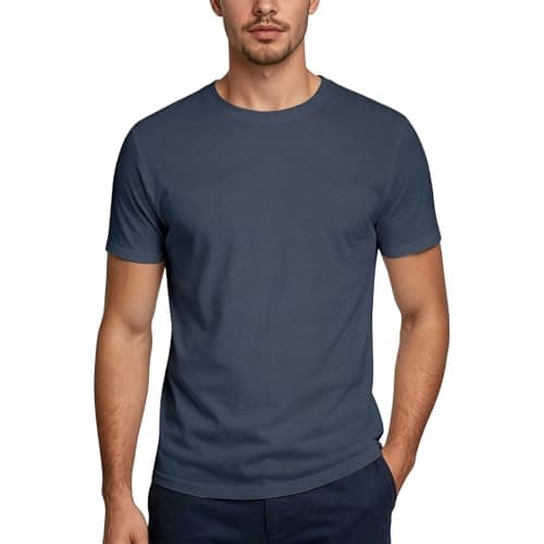 Image of Duohropke Men's Basic Crew Neck Sports Shirt Regular Fit Short Sleeve Shirt Breathable Quick Drying Summer Shirt Elastic Sports Leisure Shirt Running Shirt for Everyday Leisure, navy, XS