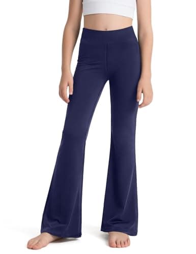 Image of JOCMIC Girls Flare Leggings Kids Bell Bottom High Waisted Dance Yoga Flared Pants Navy, 11-12 Years, Tag150