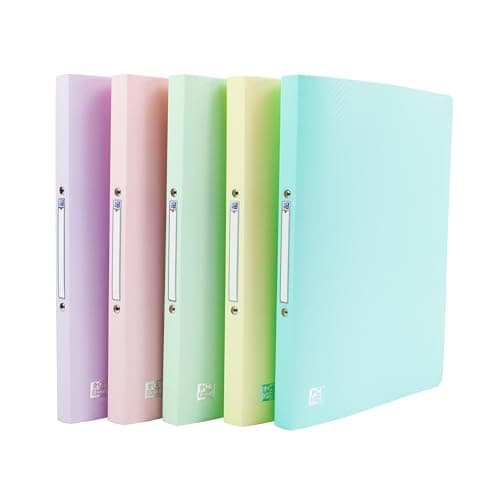 Image of Oxford A4 Pastel Ring Binders, 5 Pack of Lightweight & Flexible Plastic Folders for Students, Purple, Pink, Green, Yellow and Blue