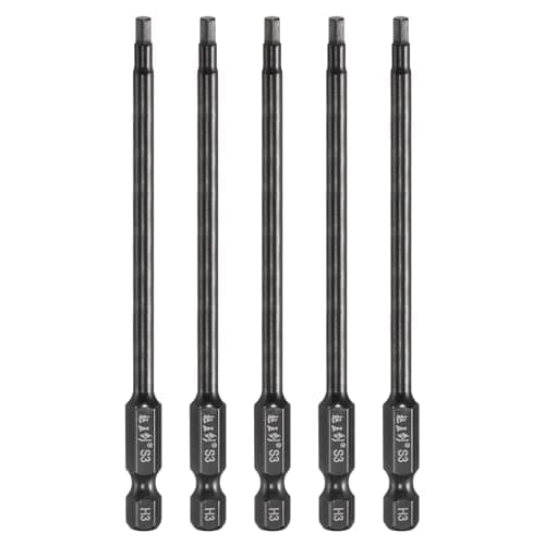 Image of sourcing map 5pcs Hex Head Wrench Drill Bit 3mm(H3) Metric 1/4" Hex Shank 4"(100mm) Length S3 Steel Magnetic Impact Drivers Screwdriver Bit Industrial Grade Hexagon Electric Drill Bits