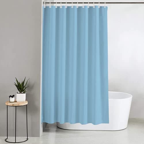 Image of Blue Canyon Plain Shower Curtains | 100% Polyester Shower Curtain | Anti-Bacterial Surface Treatment| Water Repellent| Weighted Hem | 180 X 180cm| 12 Reinforced Eyelets With Hooks Included (Sky Blue)