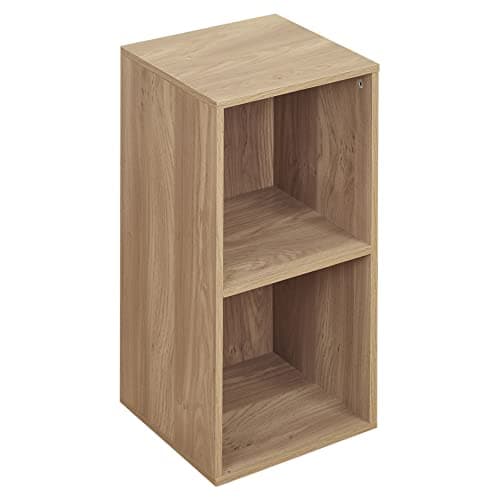 Image of URBNLIVING 2, 4, 8 Cube Bookcase Shelving Display Shelf Storage Unit Wooden Organiser (2 Cube, Oak)