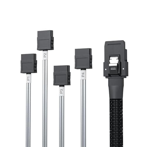Image of 10Gtek® SFF-8087 to 4x Sata 0.5-Meter(1.65-ft), 6G Internal Mini SAS to SATA Cable, 36pin (SFF-8087) Male (Host) to 4x SATA (Target) 7pin Female Fan-out Cable