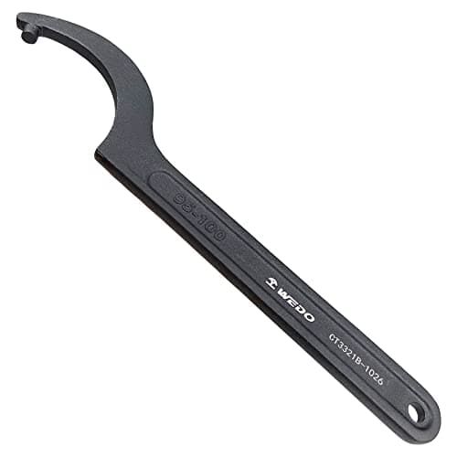 Image of WEDO Hook Wrench with Pin, Hook Spanner Tools, C-Shaped Wrench, 40 Chrome Steel, Die-Forged, Strong Torque,Wear Resistance,Black-Spray on Surface,Size 45-50mm, Length 207mm