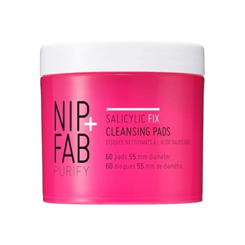Image of Nip + Fab Saliyclic Fix Cleansing Pads for Face with Hyaluronic Acid, Exfoliating Facial Pad BHA Exfoliant for Skin Hydration Acne Breakouts and Blemishes, 60 Pads, 80 ml