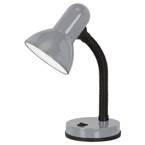 Image of EGLO Basic 1 table light, Silver Steel and plastic desk lamp, E27 socket