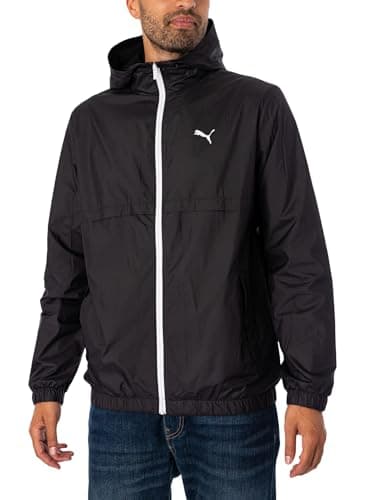 Image of PUMA Men's Solid Windbreaker Jacket, Black/White, M