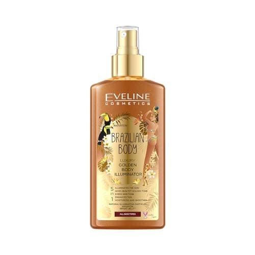 Image of Eveline Cosmetics Brazilian Body Luxury Golden Body Highlighter 5-in-1 - Brazilian Body Illuminating Glow with Argan Oil - 150ml