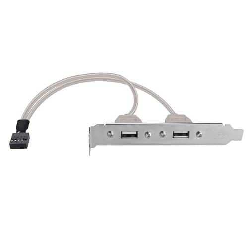 Image of ELFJMZP 2-Port USB 2.0 Rear Panel Bracket, PCI Slot Mount Stainless Steel Adapter with 30cm Cable, 9-Pin Header Connector for PC Case - Plug & Play