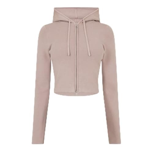 Image of Jack Wills Womens Knitted Zip Hoodie Women Long Sleeve Taupe 10