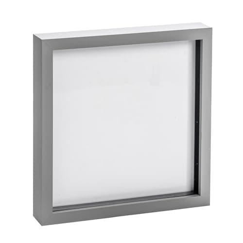 Image of Nicola Spring 3D Shadow Box Photo Frame - 20 x 20'' (50 x 50cm) - Pack of 1 - Grey 3D Photo Picture Frame Box Large Display Case for Object, Crafts, Keepsakes, Wedding, Graduation