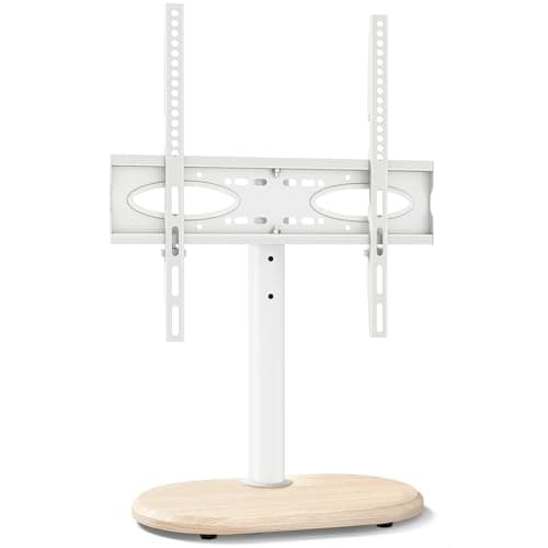 Image of TVON Universal TV Stand for 26–60 inch TVs, Height Adjustable Swivel Table Top TV Stand with Round Base, White Oak TV Pedestal, Holds up to 40kg, Max VESA 400x400mm