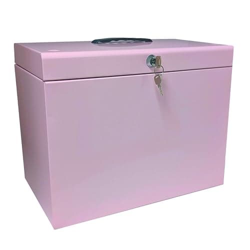 Image of Cathedral Products A4 Steel File Box with Starter Pack of 5 Suspension Files - Pastel Pink