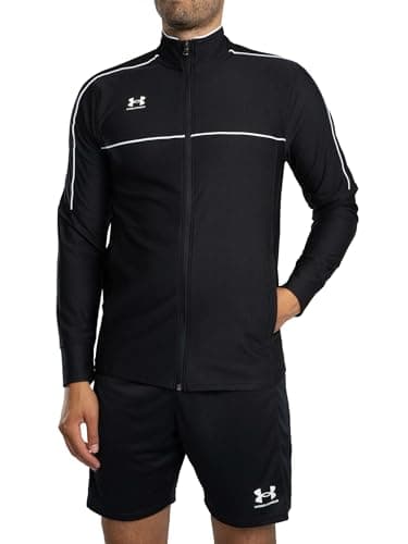 Image of Under Armour Men's Challenger Track Jacket, Light and Breathable Sports Coat for Men, Fast-Drying Track Jacket for Football, Running and Outdoor Pursuits,Black / / White,MD