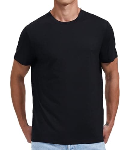 Image of Woolinkin Merino Wool Coolmax Blend T Shirt - Men’s Durable Short Sleeve Wool Base Layer - 150 Lightweight, Black, Medium