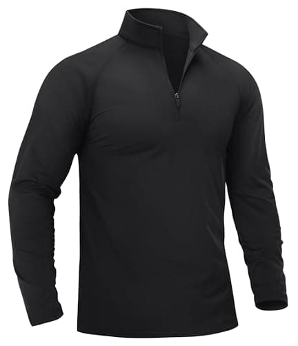 Image of TACVASEN Mens Active Wear T Shirt Long Sleeve 1/4 Zip Fleece Tops Winter Warm Work Jumpers Zip Sport Pullover Black,2XL