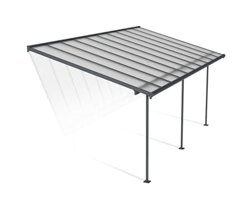 Image of Palram Canopia Sierra Patio Veranda 3x6.10 Garden Canopy - Aluminum Lean to Pergola (3x6.10, Grey)