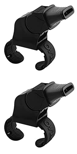 Image of FOX 40 Sonik Blast CMG Whistle Finger Grip Hockey NHL Referee Black (2-Pack)