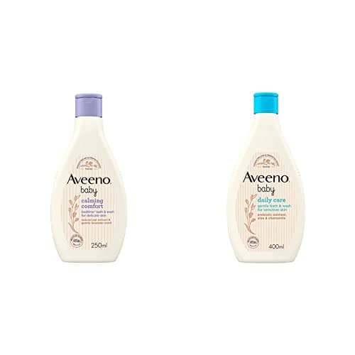 Image of AVEENO Baby Calming Comfort Bedtime Bath & Wash 250 ml & AVEENO Baby Daily Care Gentle Bath & Wash 400 ml (Pack of 1), Packaging may vary