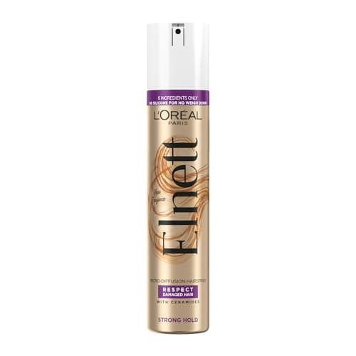 Image of L'Oréal Paris Elnett Hair Spray for Damaged Hair, Strong Hold & Shine Hairspray, Enriched with Ceramides, Up to 48h Natural Strong Hold, Protects from Hair Frizz, 200ml