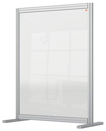 Image of Nobo Clear Acrylic Desk Divider, 1.4 m High, Free Standing Screen System, Premium Plus, 800 x 1000 mm, 1915492