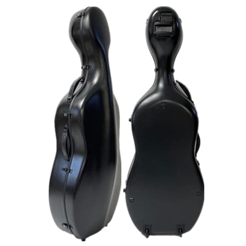 Image of Cello Case Carbon Fiber Cello Box 4/4 Full Size Hard Case Hard Shell with Wheels, Comfortable Shoulder Straps(Color:Black)