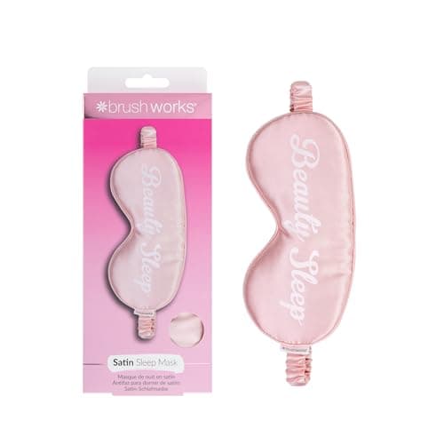 Image of Brushworks Satin Sleep Mask (Pink, One Size) - Soft, Comfortable Eye Mask for Travel, Relaxation & Nighttime Rest, Breathable Eye Cover with Elastic Strap