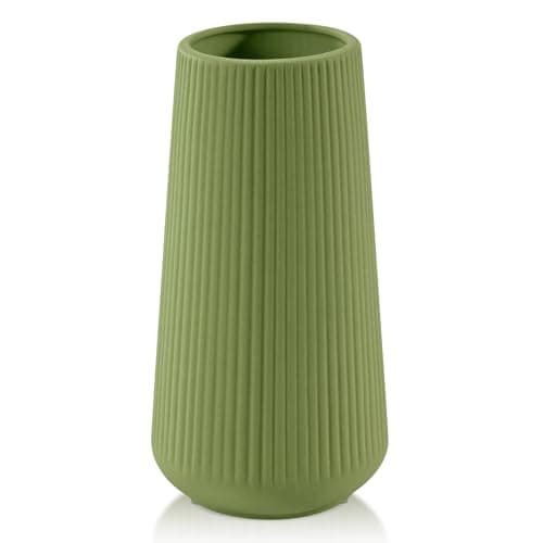 Image of GUKJOB Ceramic Vase, Flower Vase, Ceramic Vases for Flowers, Decorative Vases for Pampas Grass Decoration, for Home, Living Room, Dining Table, Farmhouse, Office Decor (Saga green)