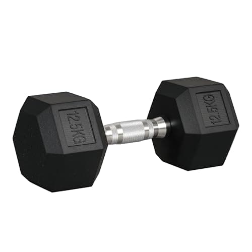 Image of HOMCOM 12.5KG Single Rubber Hex Dumbbell Portable Hand Weights Dumbbell for Home Gym Workout Fitness