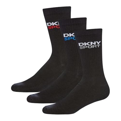 Image of DKNY Mens 3 pack Sport Socks Dogwood Cotton Black Mens 7-11