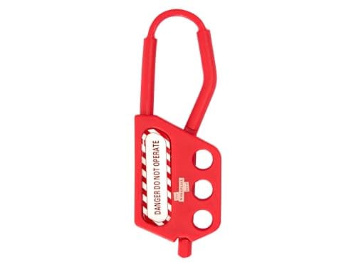 Image of The Workplace Depot Lockout Tagout Hasp – Universal Lockout Device in Reinforced Red Nylon, Non-Conductive, Small (3-Lock) & Large (6-Lock) Options, Industrial Maintenance Safety Equipment (Small)