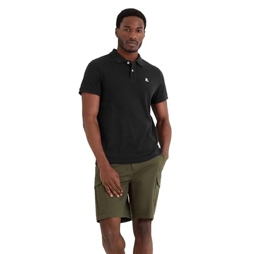 Image of TOG24 Braunton Men's Polo Shirt, Short Sleeves Cotton Pique Polo, Branded Buttons Black