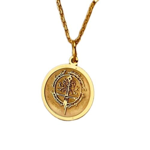 Image of WORLD WIDE GEMS 925 sterling silver Luxury Pendant 24mm, Without Chain, Narsil, Tree Of Gondor, Aragorn Sword, Lord The Rings Charm Jewelry, gold plated Handmade|WW_OPC_01286