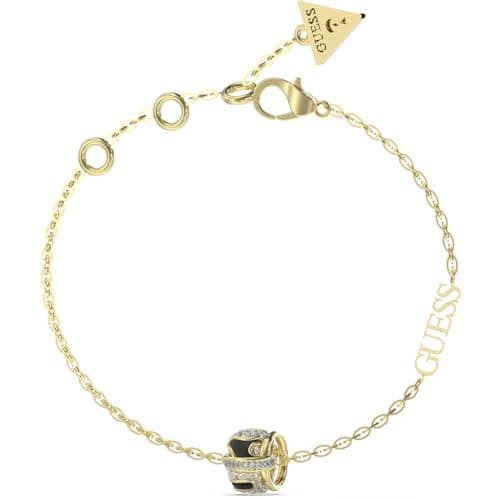 Image of GUESS Fabulous Me Collection Women's Bracelet Jewellery in Yellow Gold Steel with Central Element with Circles Size: S. Reference is JUBB05257JWYGBKS
