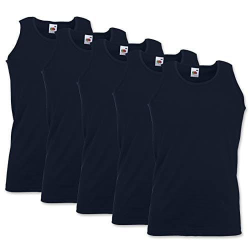 Image of 5 Pack of Fruit of the Loom Mens Athletic Vests Tank Top T Shirt Sizes and Colours (Large Mens 41-43 Inch Chest, 5 x Navy Blue)