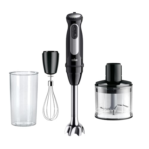 Image of Braun MultiQuick 5 Pro Hand Blender 1000W with Beaker, 500ml Chopper, Whisk, PowerBell VPlus, 25 Speeds, SplashControl for Chopping, Masala Grinding, Chutney, Puree, Smoothie, Soup, Shake MQ55236M