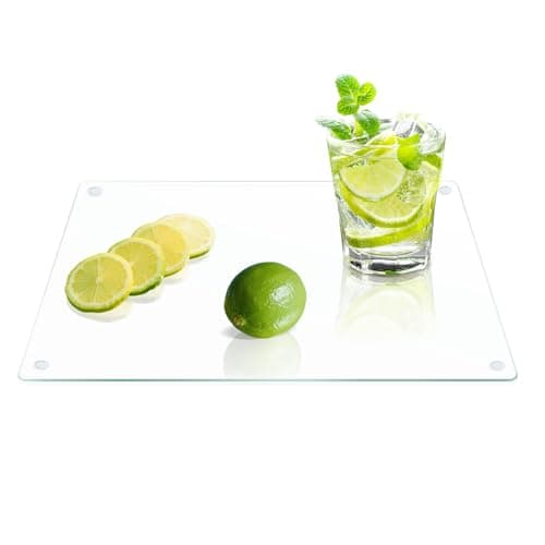 Image of Yuzeyurun Tempered Glass Chopping Board, 30x20cm Tempered Glass Worktop Saver for Kitchens Glass Cutting Board with Anti-Slip Feet, Heat & Shatter Resistant, Dishwasher Safe, Clear