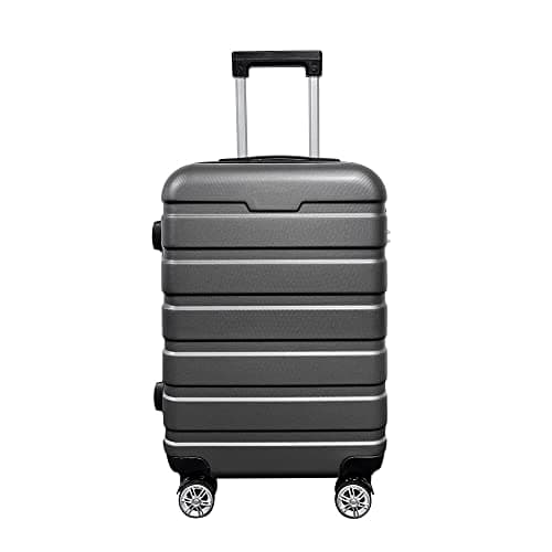 Image of Panana Modern Design Travel Case Hard Shell Cabin Suitcase Set 4 Wheels Luggage Trolley Case Lightweight with TSA Lock(Silver-Grey-20INCH)