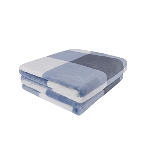Image of PiccoCasa Pet Dog Blanket, Flannel Fleece Puppy Blanket Plaid Sofa Bed Rug Blankets for Small-Medium Dogs Cats Doggy Sleeping Mat, 75 x 100 Cm, Blue and White
