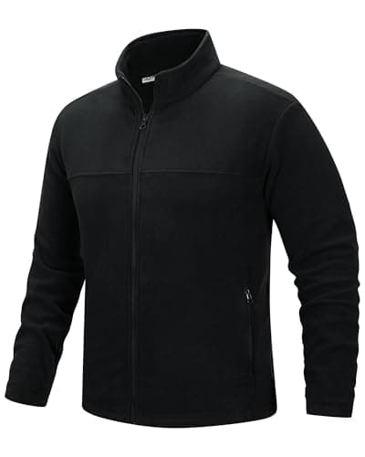 Image of 33,000ft Men's Fleece Jackets Full Zip Lightweight Winter Jackets Windproof Warm Ski Jacket Stand Collar Thermal Coat for Hiking Running Cycling Black L