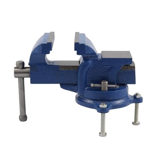 Image of Holdfiturn Table Vice Bench Heavy Duty Vice with 360 Degrees Swiveling Base Cast Iron Workshop Vise for Workshop Factory (4 Inch)