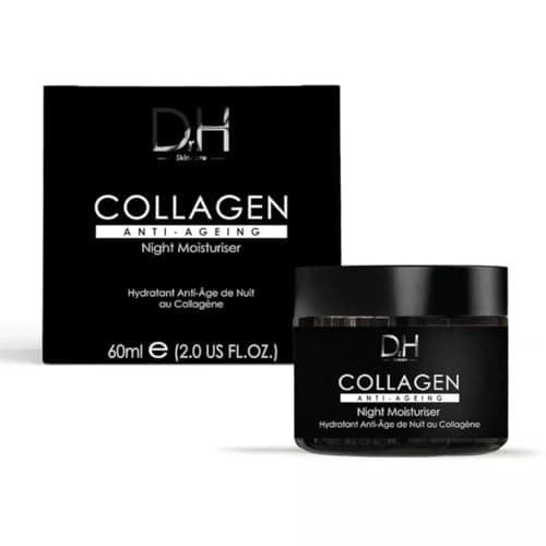 Image of Dr H Collagen Anti-Ageing Night Moisturiser 60ml - Powerful Anti-Aging Skincare with Collagen, Palmitoyl Tripeptide-1, and Lactic Acid | Moisturize, Firm, Reduce Fine Lines & Improve Skin Texture
