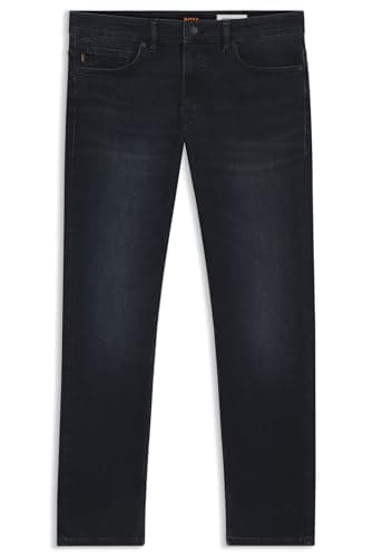 Image of BOSS Men's Delaware BO Delaware Slim Fit Jeans in Comfortable Stretch Denim, Dark Blue, 50W x 36L