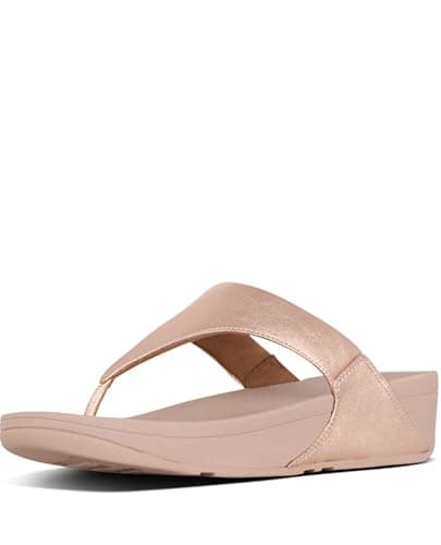 Image of Fitflop Women's Lulu Leather Flip Flops, Toe-Post Sandals, Comfortable with Natural Arch Support - Rose Gold - 4.5 UK