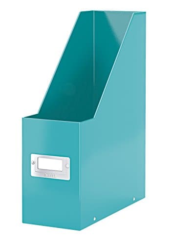 Image of Leitz Magazine File Holder, A4, Cardboard Document Storage Box with Label, Foldable, for Home, Office & School, Click and Store Range 60470051 - Ice Blue