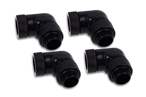 Image of Alphacool Eiszapfen Angled Adaptor 90° Rotatable G1/4 AG to G1/4 IG – Set of 4 Deep Black