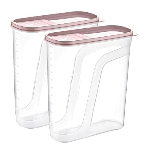 Image of BH | Food Storage Box with Flip Top Lids | 2-Pack | 6L (L:23cm W:11.5cm H:30cm) | Cereal Dispenser | Clear Plastic Storage Containers | BPA Free | Microwave, Freezer & Dishwasher Safe - by Best House