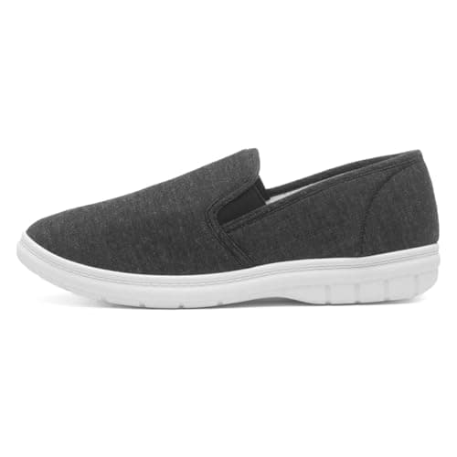 Image of Hobos Mens Charcoal Slip On Gusset Canvas Shoe - Size 9 UK - Grey
