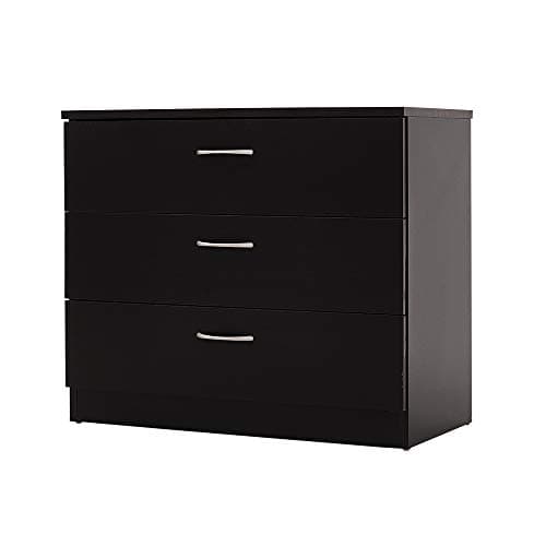 Image of 3/4/5 Drawer Cabinet, Chest of Drawers With Metal Handles and Runners Unique Anti-Bowing Drawer Support Bedroom Storage Furniture (Black, 3 Drawer)