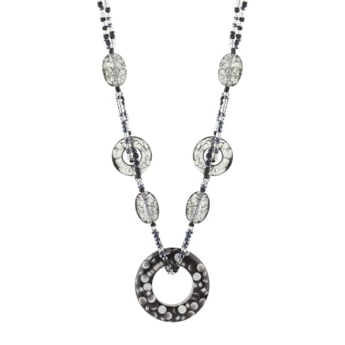Image of Mecool Acrylic Long Pendant Necklaces for Women Bohemian Vintage Fashion Accessories | Sweater Long Chain Circle Beaded Necklace for Women | Wedding Gifts for Girls - Black
